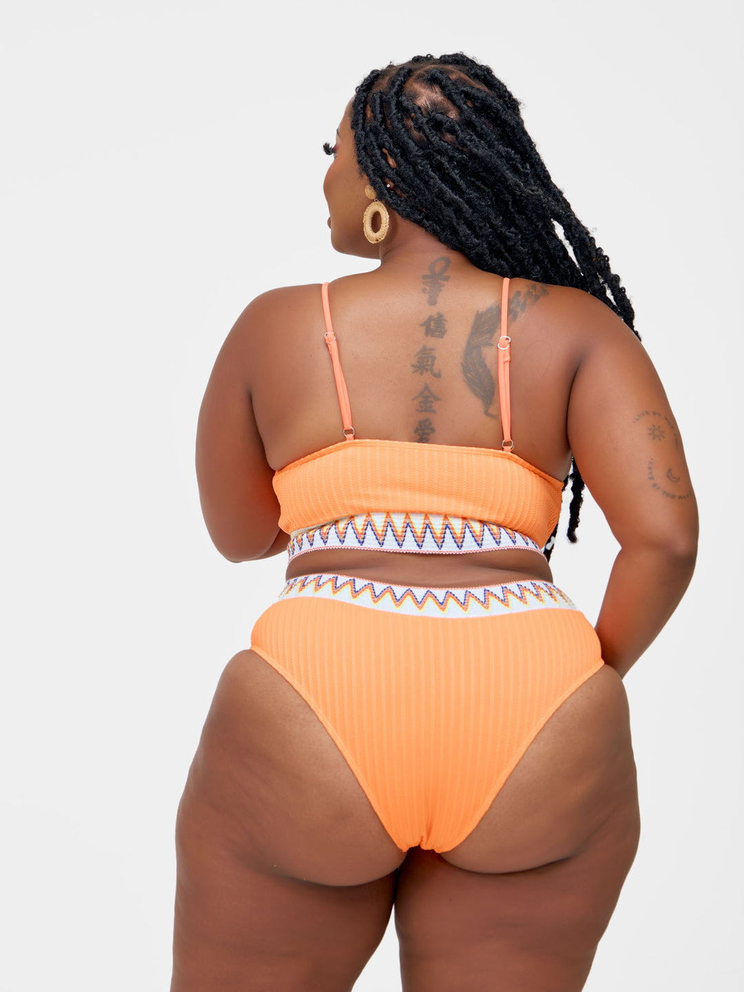 Ribbed contrast trim bikini orange