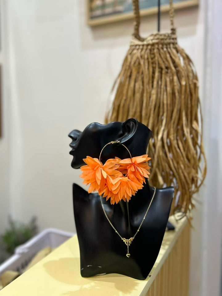 Floral hoop earrings