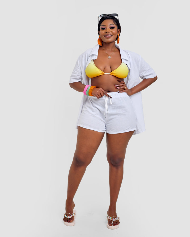 Patched pocket short & shirt set