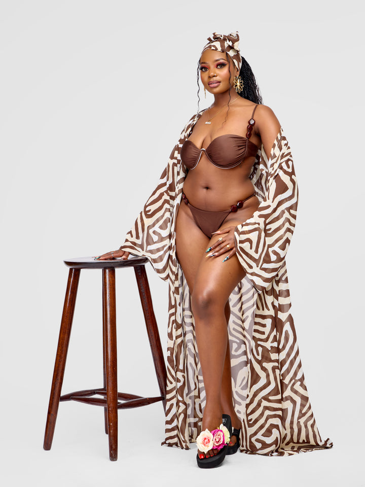 Striped long sleeve kimono