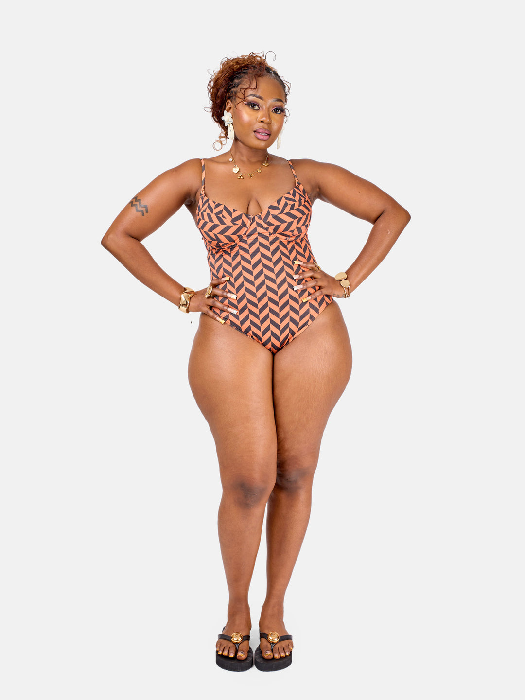 Chevron underwire one piece