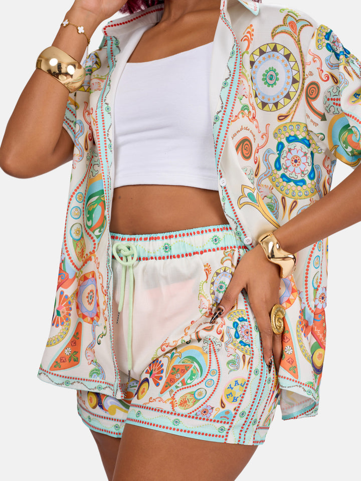 Vintage button down 2piece short set