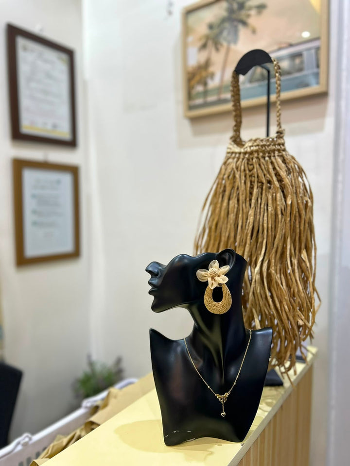 Rattan summer earrings