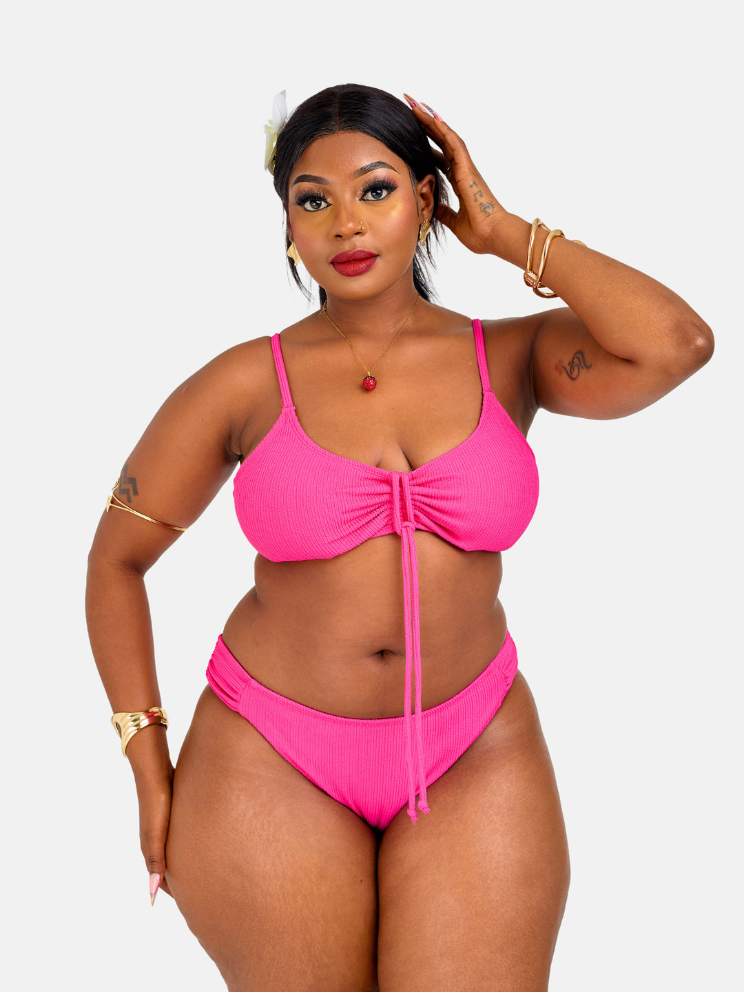 Ribbed high cut bikini