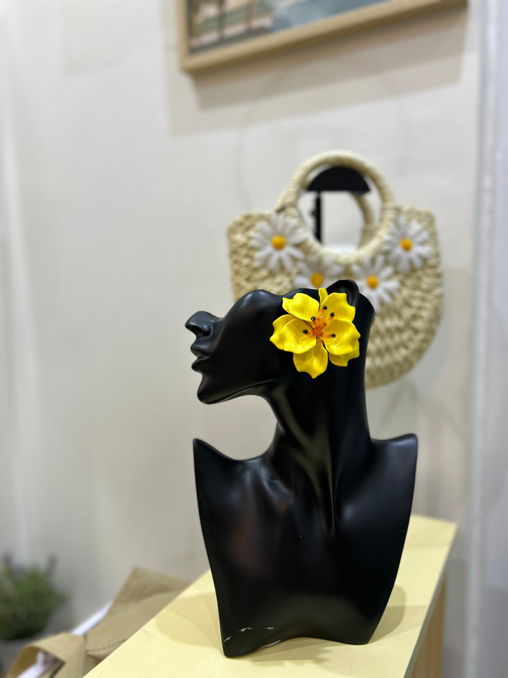 Yellow floral earrings