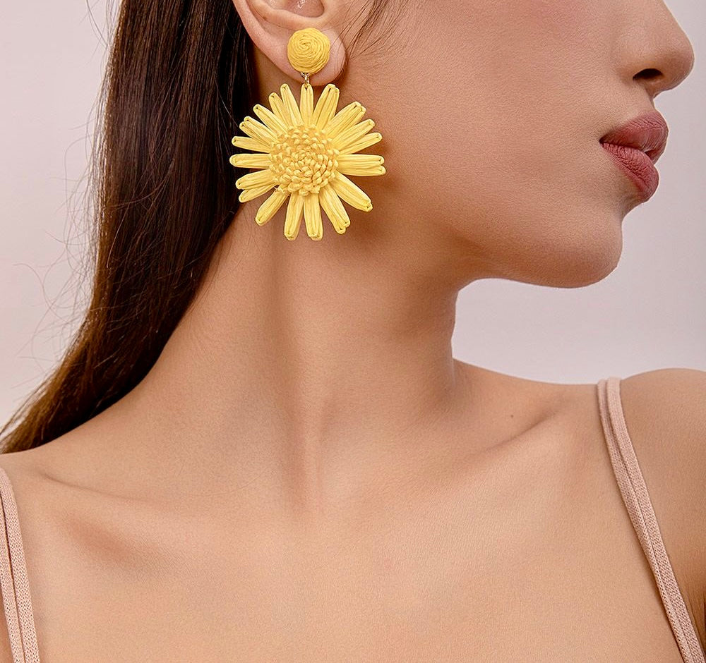 Sunflower earrings pink