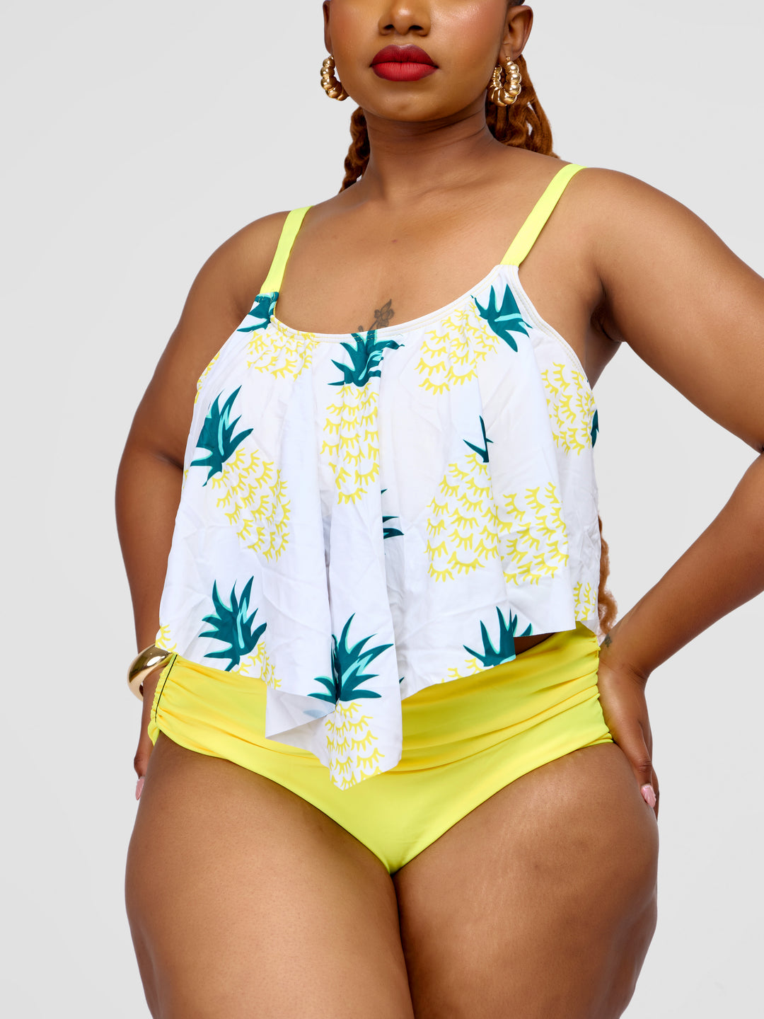 Tankini with High-Waist Bottoms