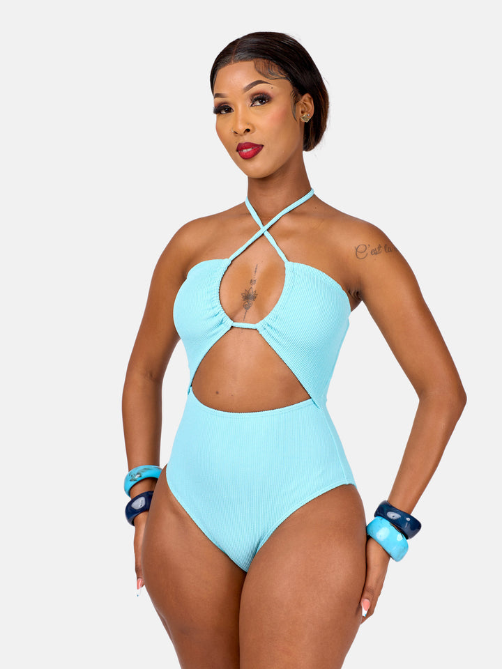 Ribbed halter one piece