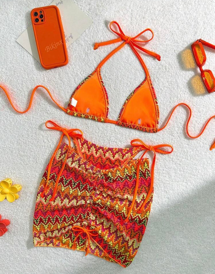 3 pc vibrant print bikini set