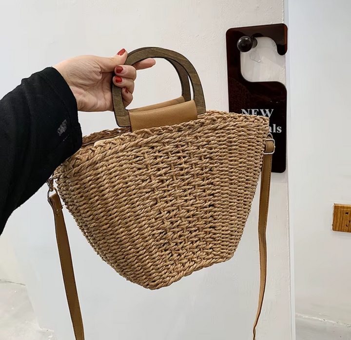 Top handle woven sling bag