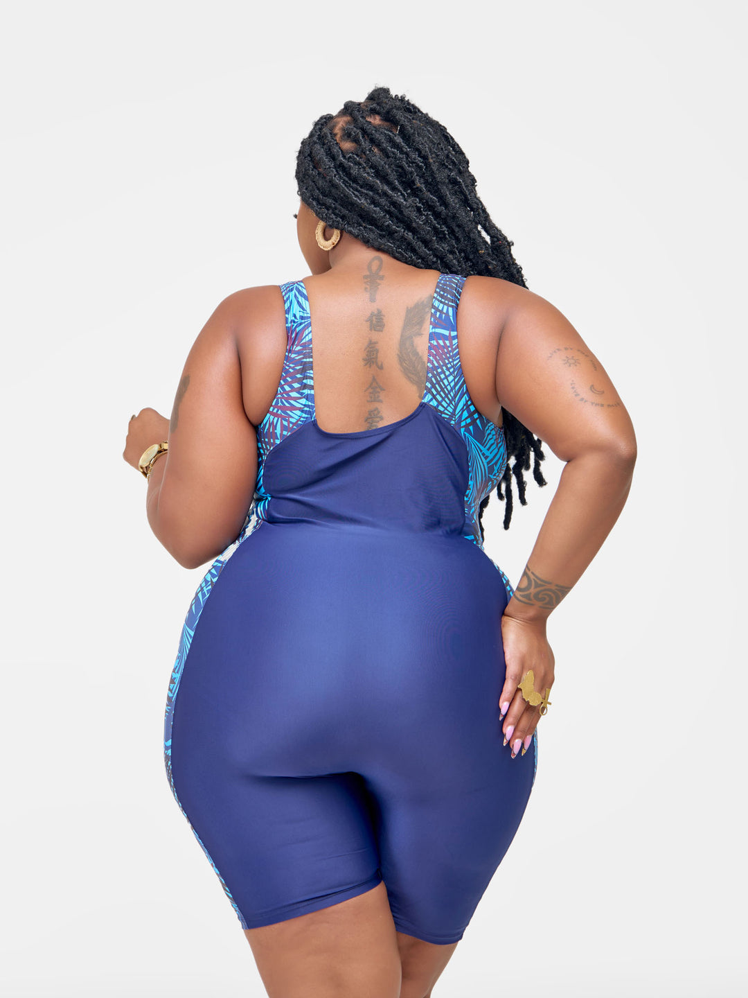 Navy side palm 1pc short