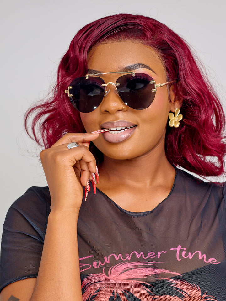 Trendy rimless sunglasses