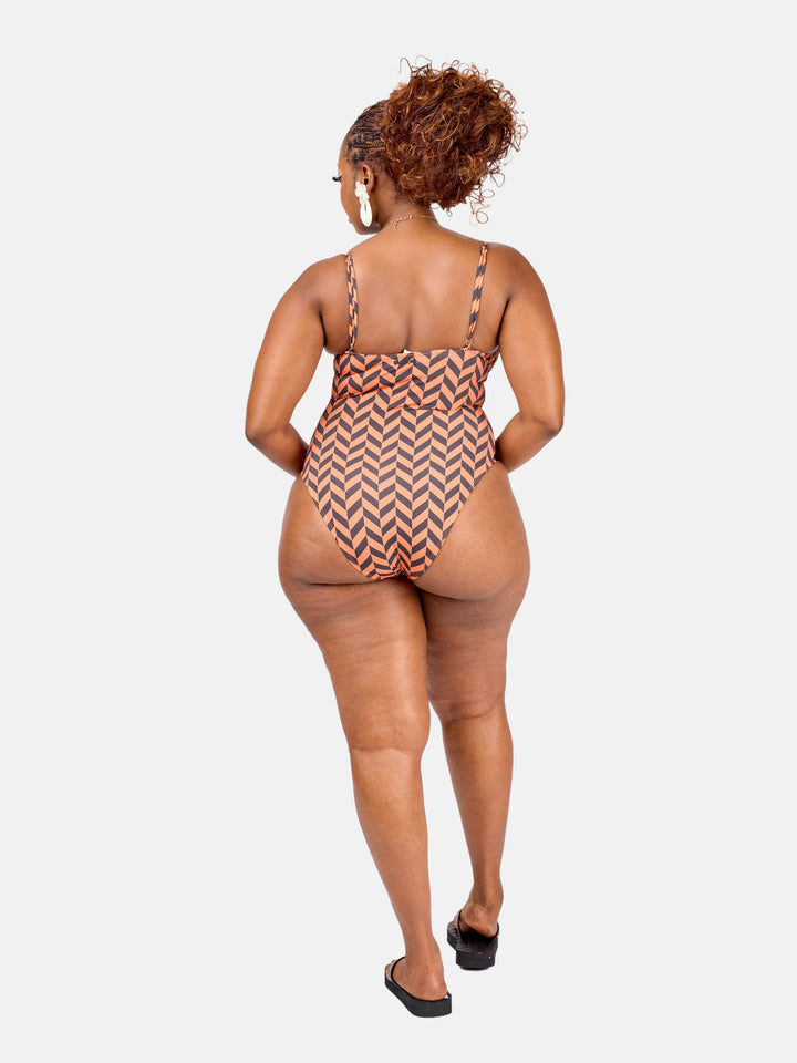 Chevron underwire one piece