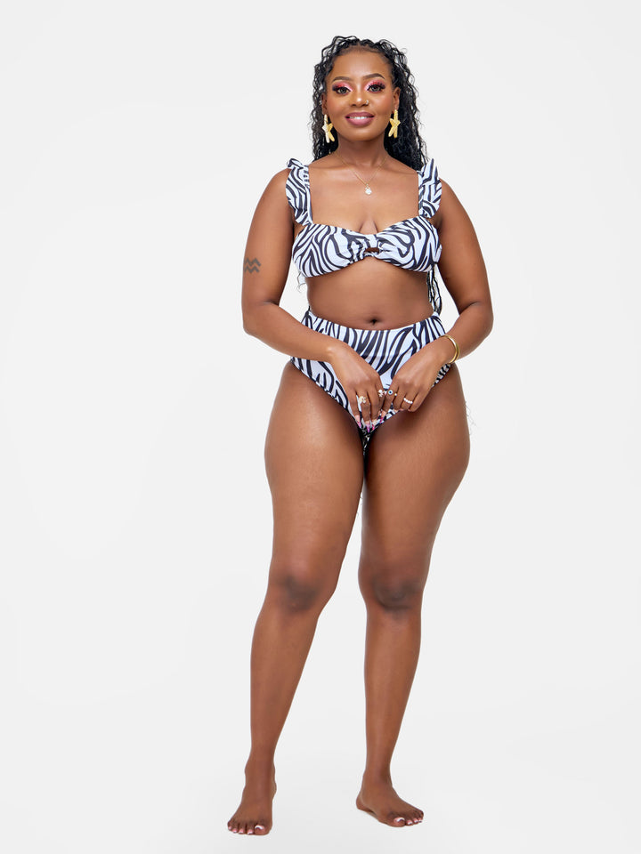Zebra print high waist bikini