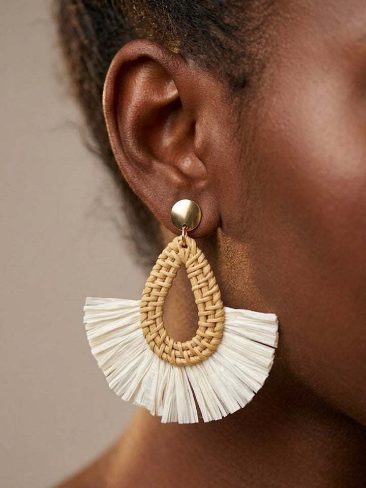 Natural rattan earrings