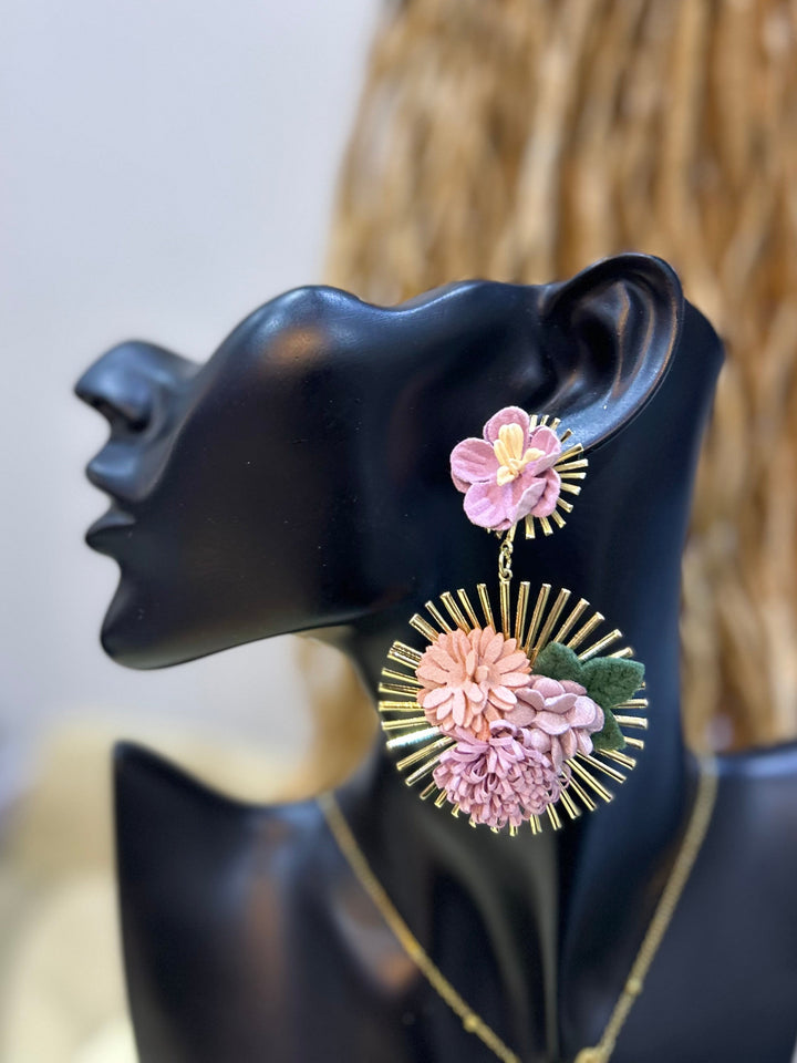 Gold flower earrings