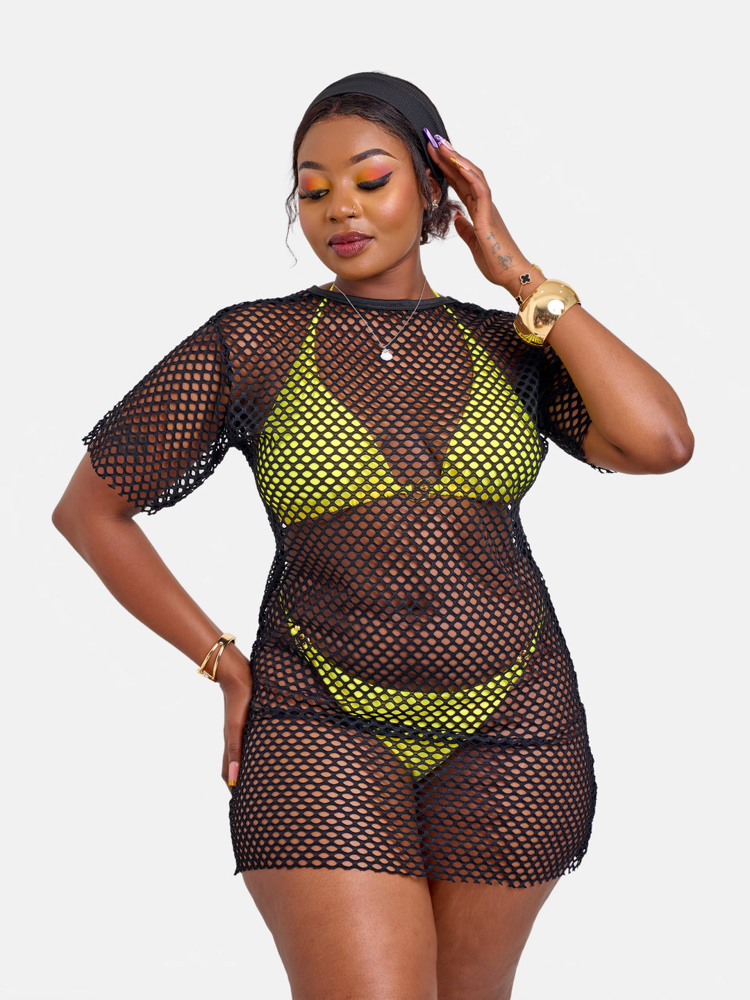 Black mesh shirt cover up