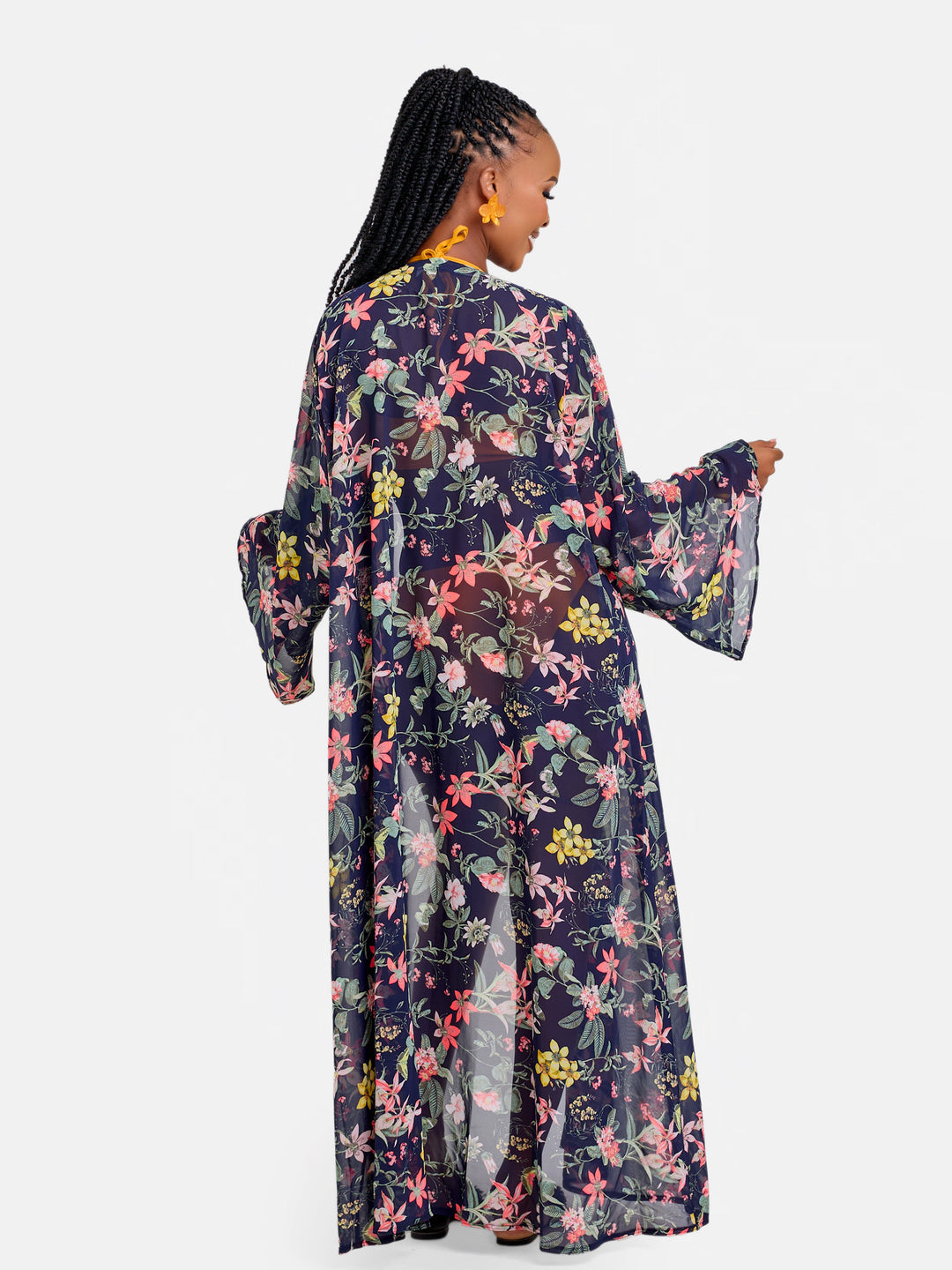 Floral belted kimono