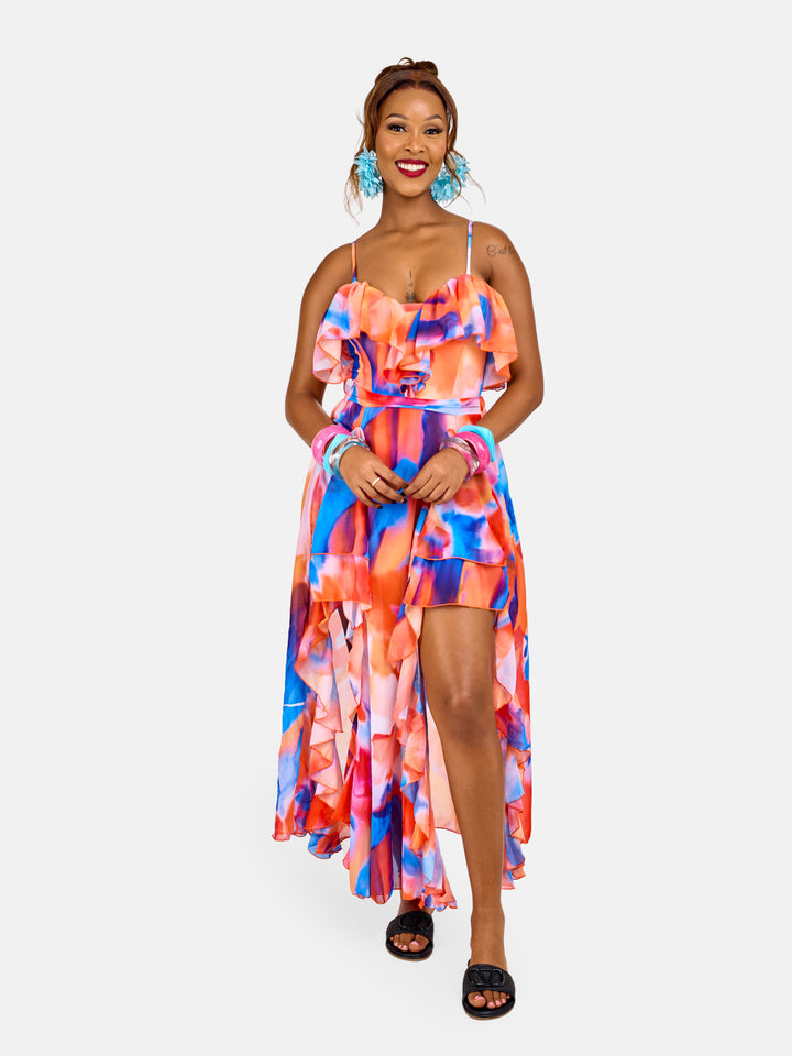 Ruffle illusion one piece