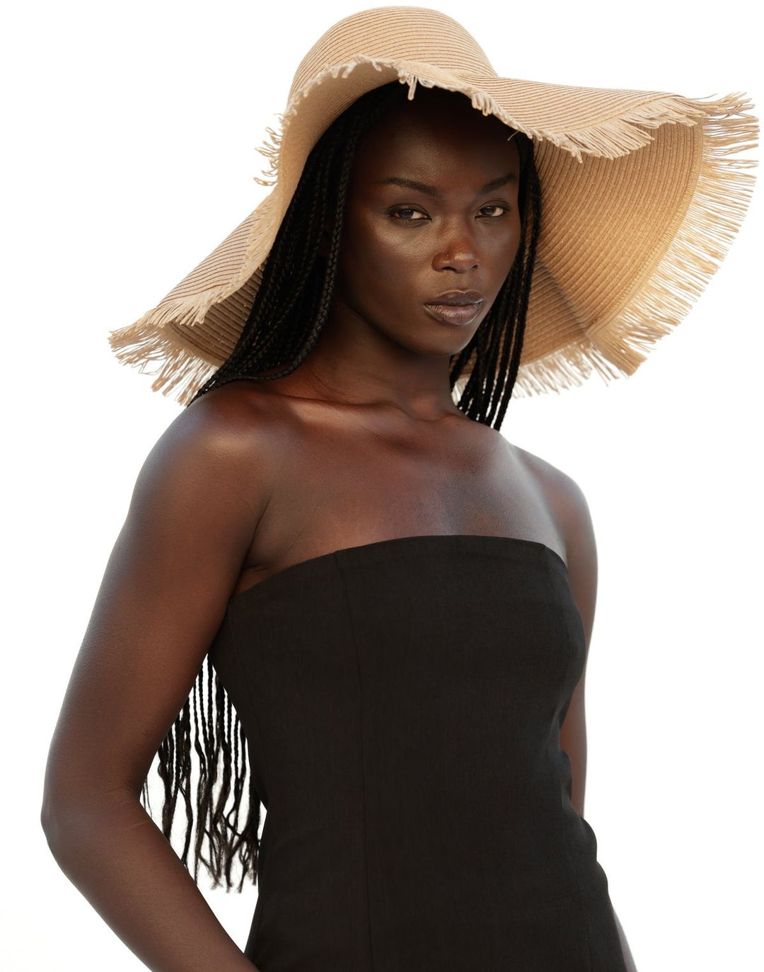 Medium brim sun hat with unfinished ends