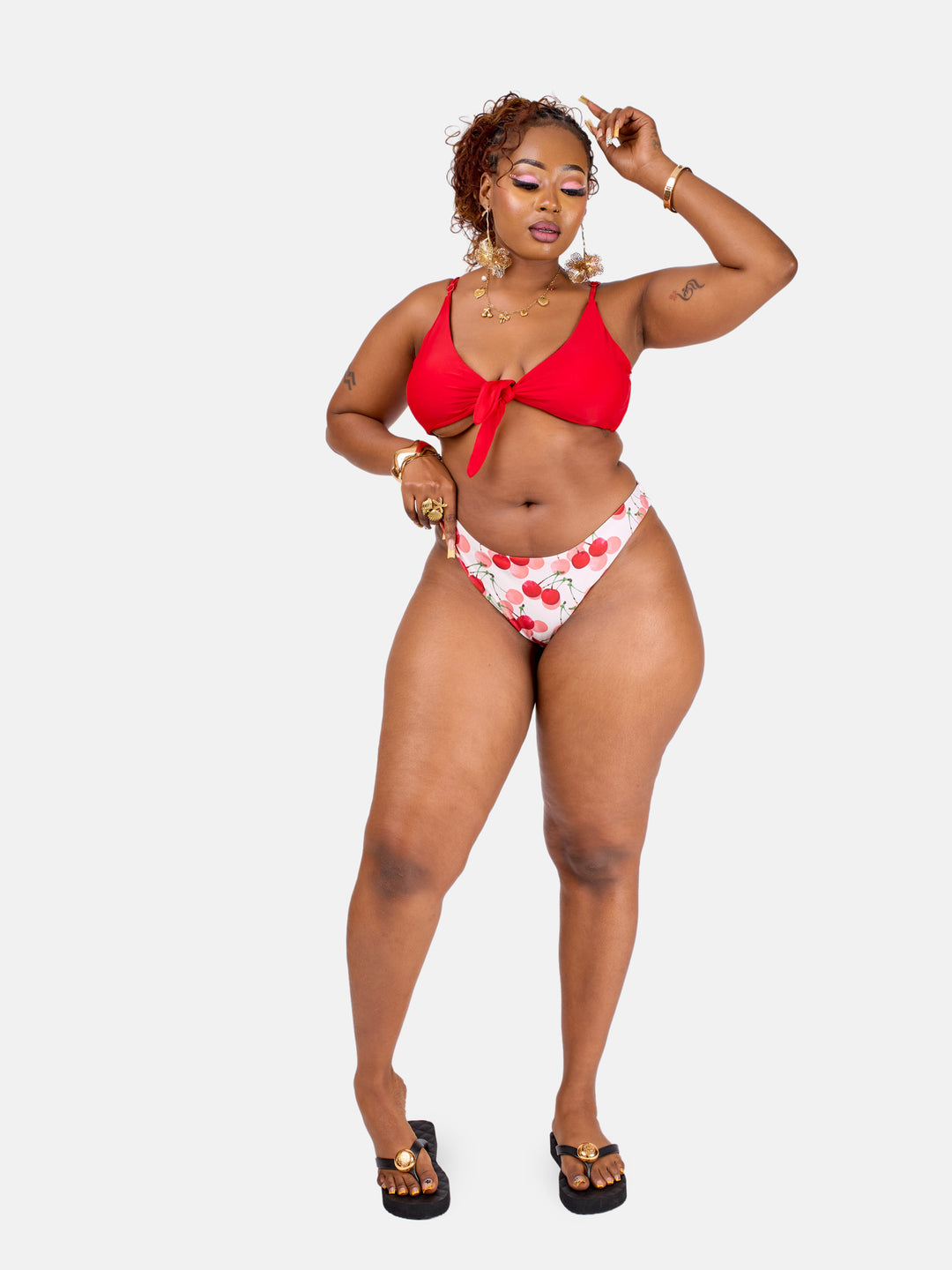 Cherry printed bikini set