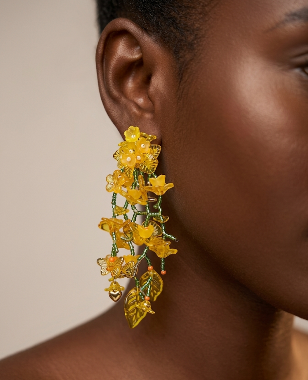 Floral beaded drop earrings