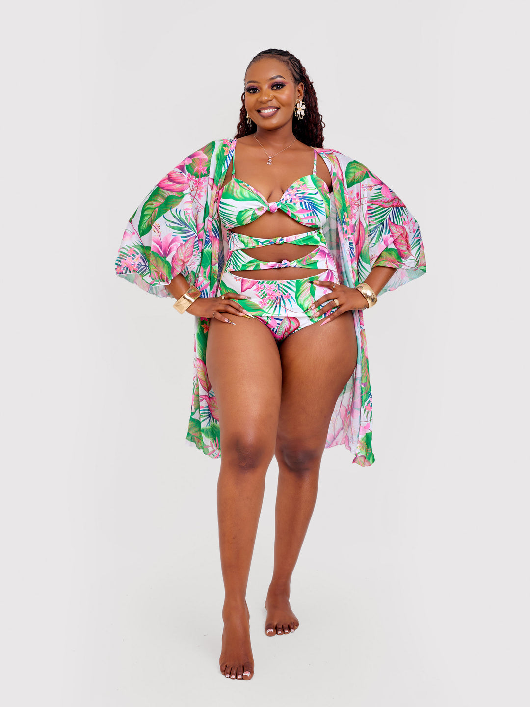 2pc floral 1pc with cover up