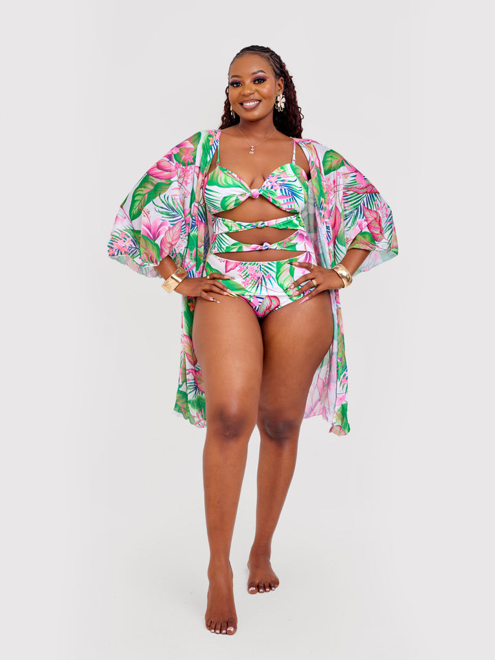 2pc floral 1pc with cover up