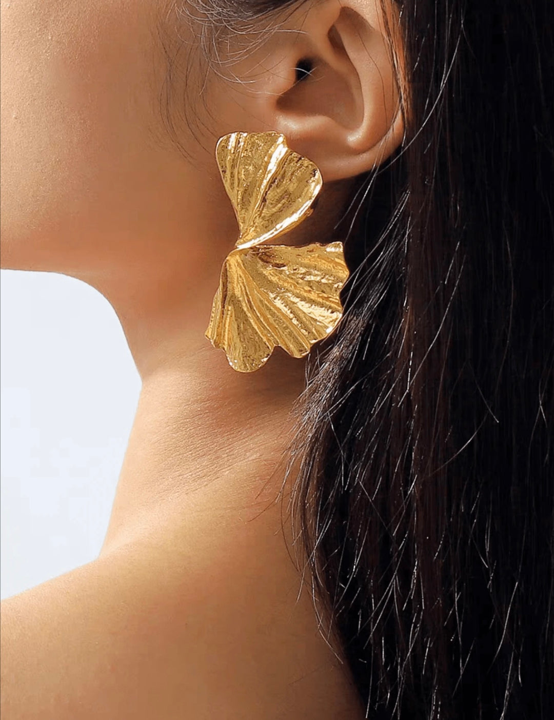 Gold petal earrings