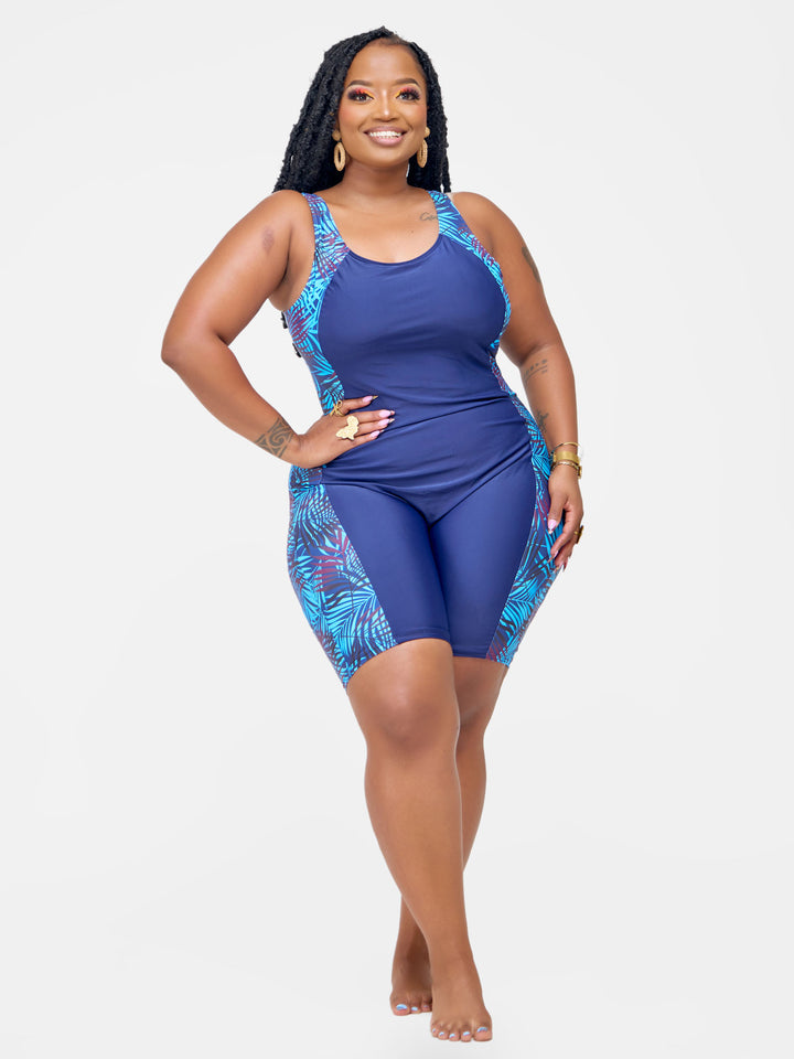 Navy side palm 1pc short