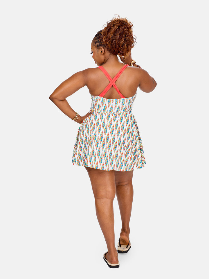 Printed modest swim dress
