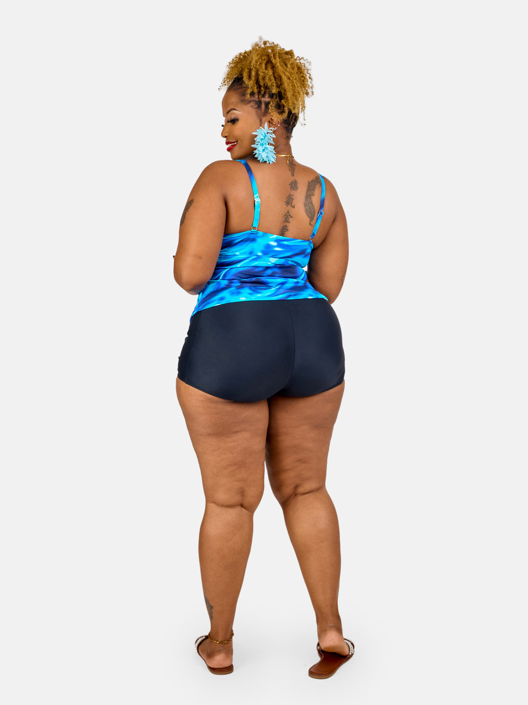 Push up top tankini vest with  swim shorts