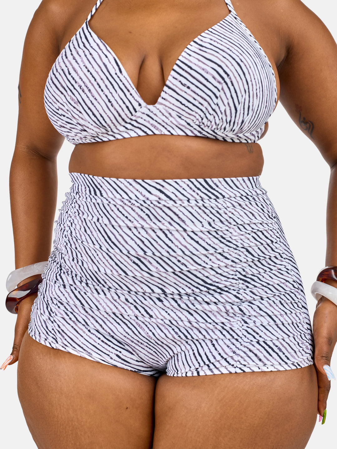 Striped bikini shorts
