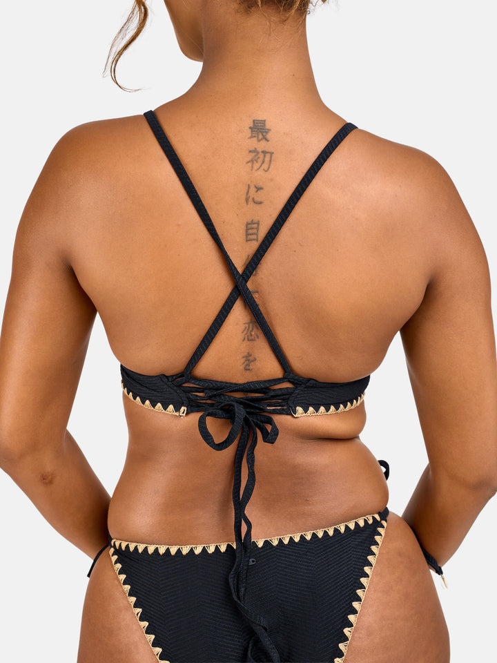 Cross tie stringed bikini
