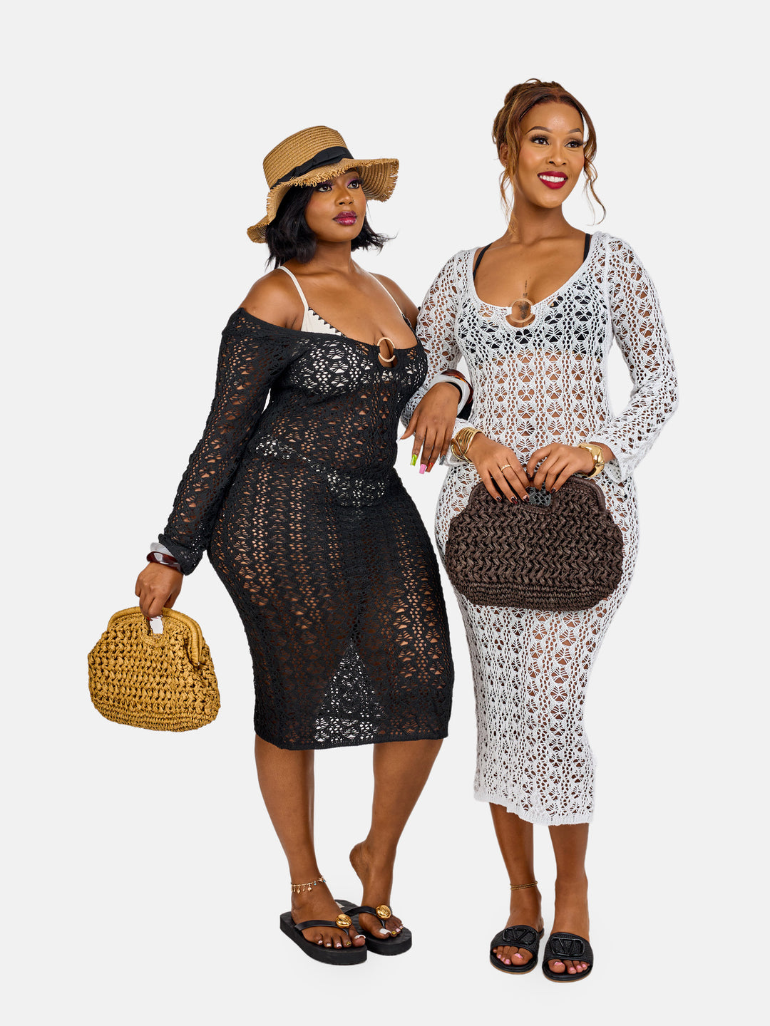 Long sleeve ring knit dress