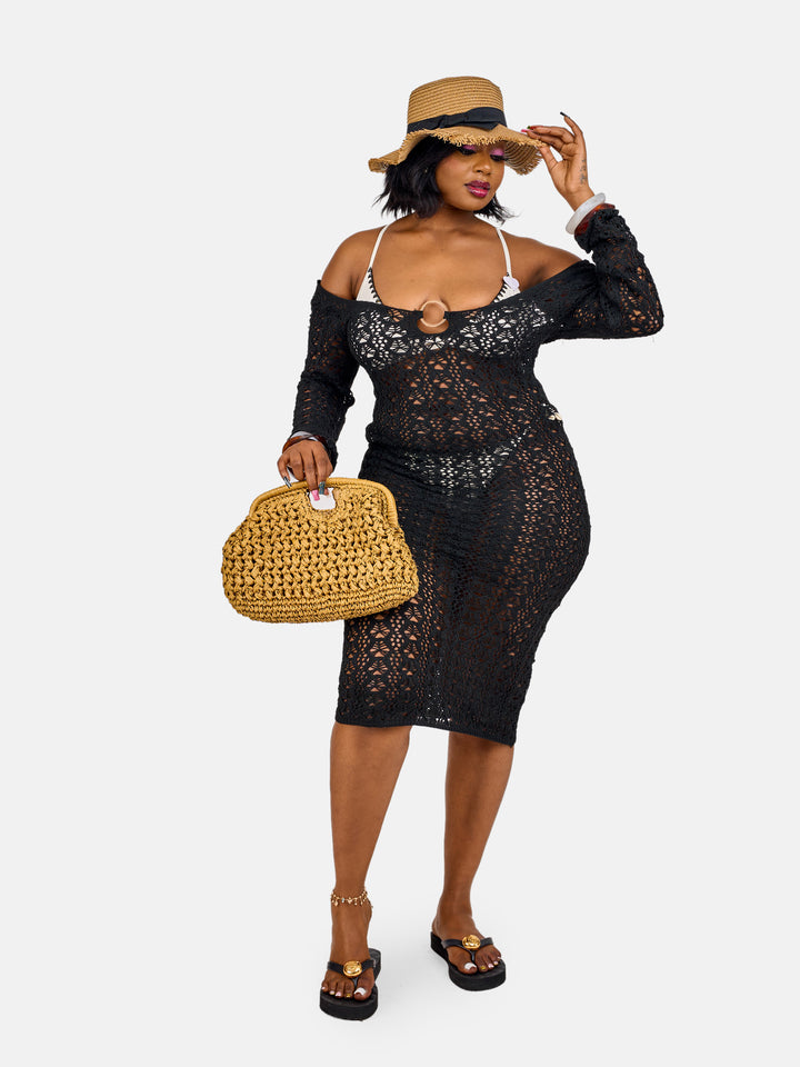 Long sleeve ring knit dress