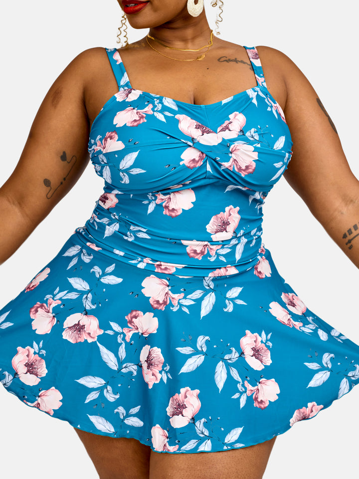 Floral tummy control swim dress
