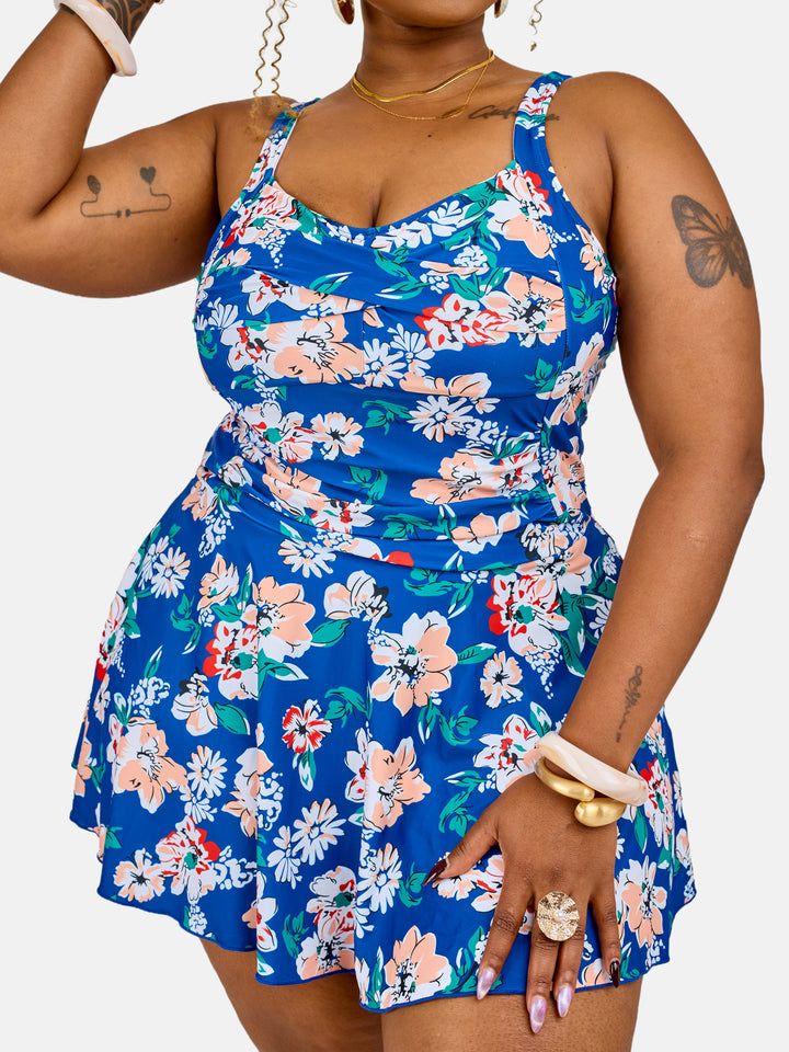 Floral tummy control swim dress