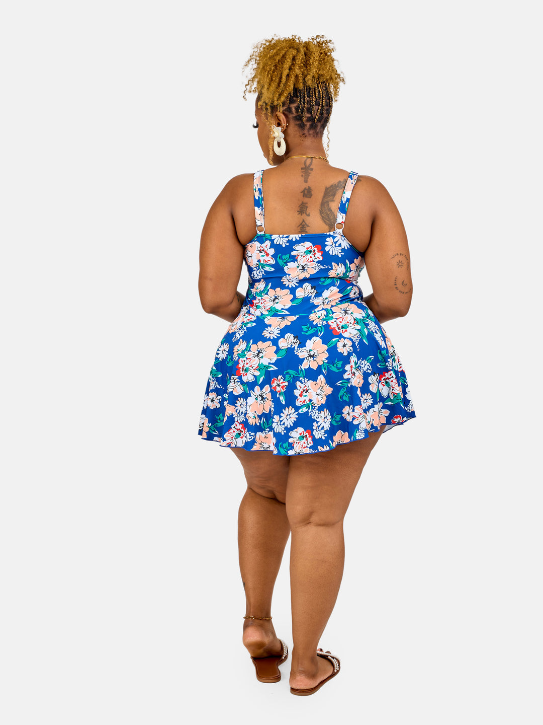 Floral tummy control swim dress