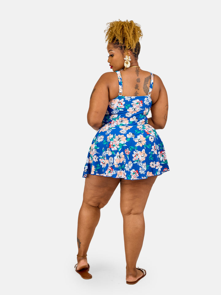 Floral tummy control swim dress