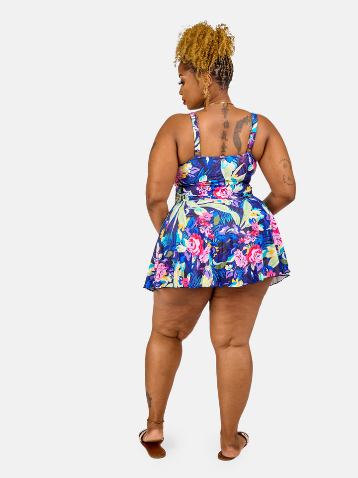 Floral tummy control swim dress