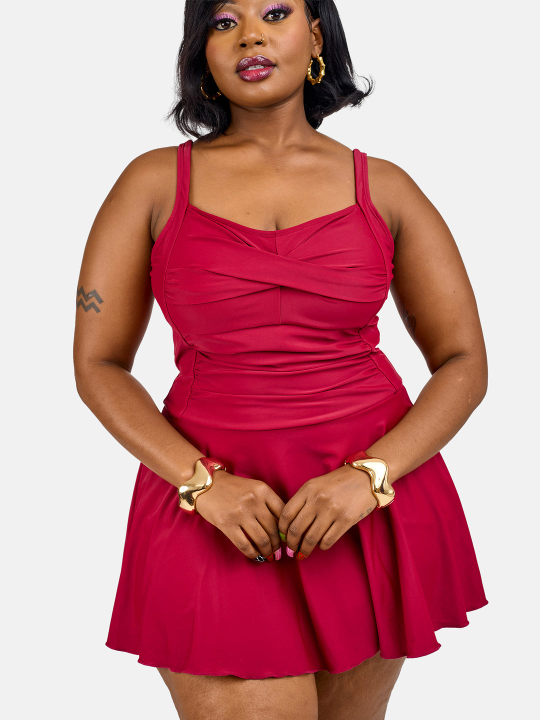 Tummy control swim dress