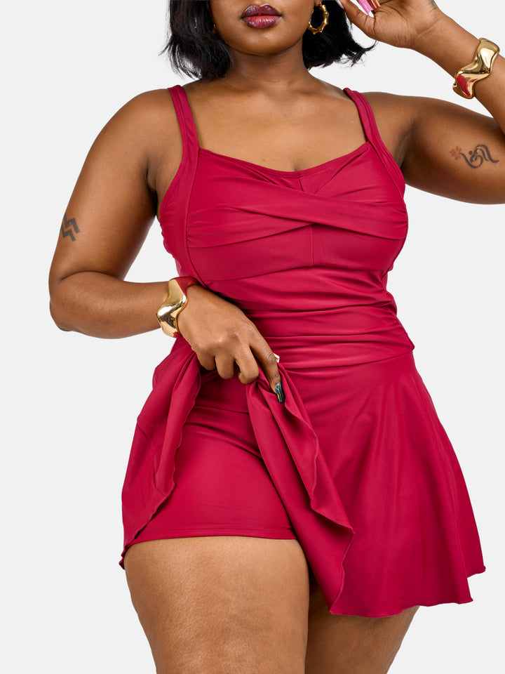Tummy control swim dress