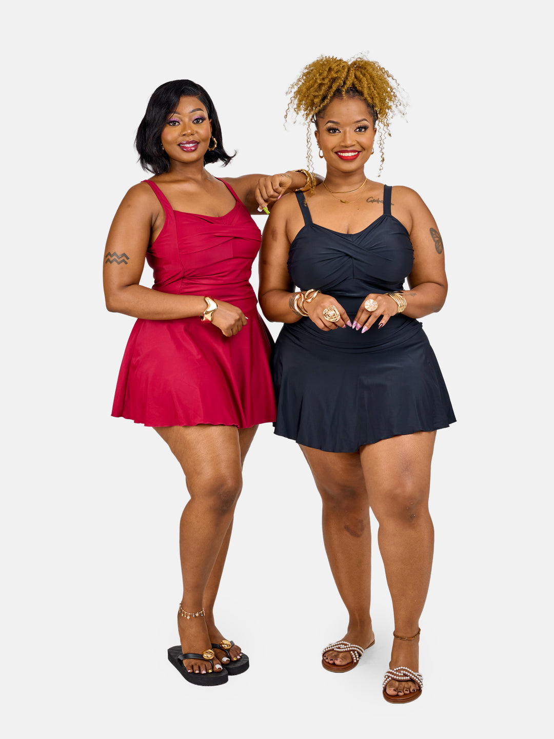 Tummy control swim dress