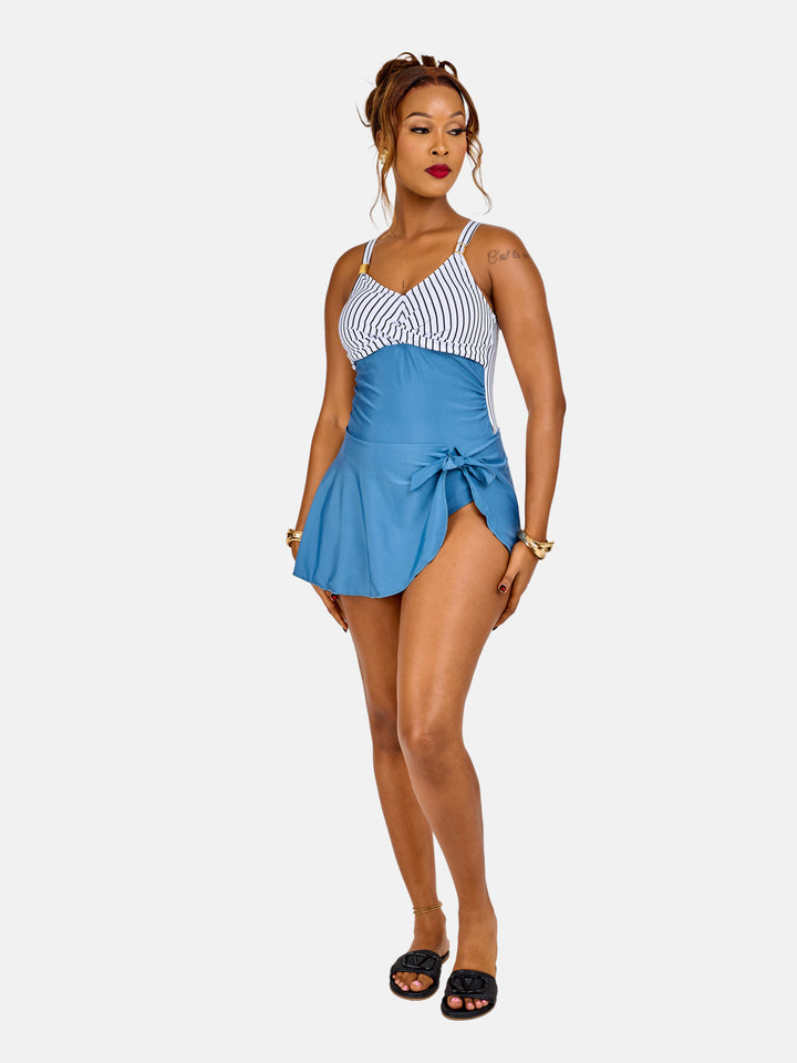 Striped flattering swim dress