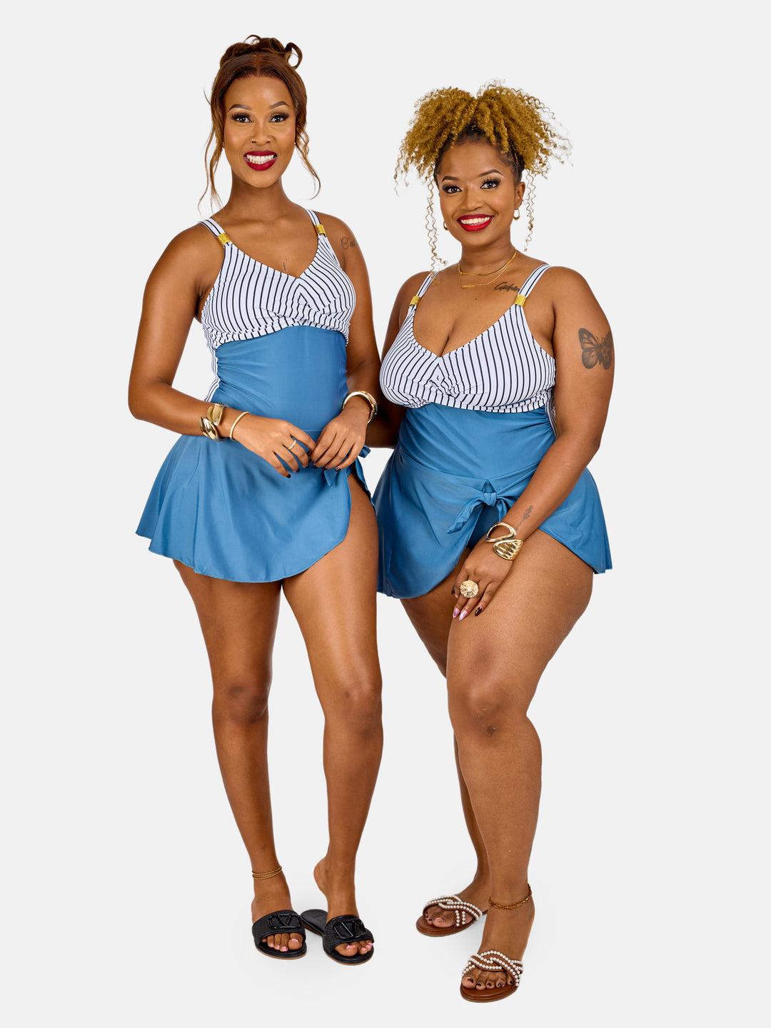 Striped flattering swim dress