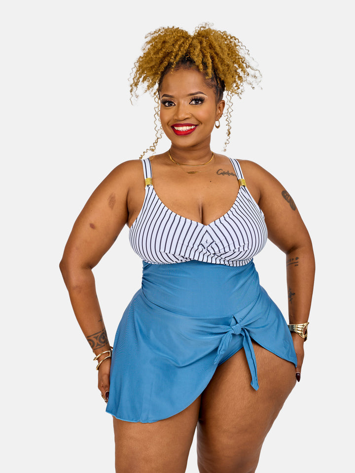 Striped flattering swim dress