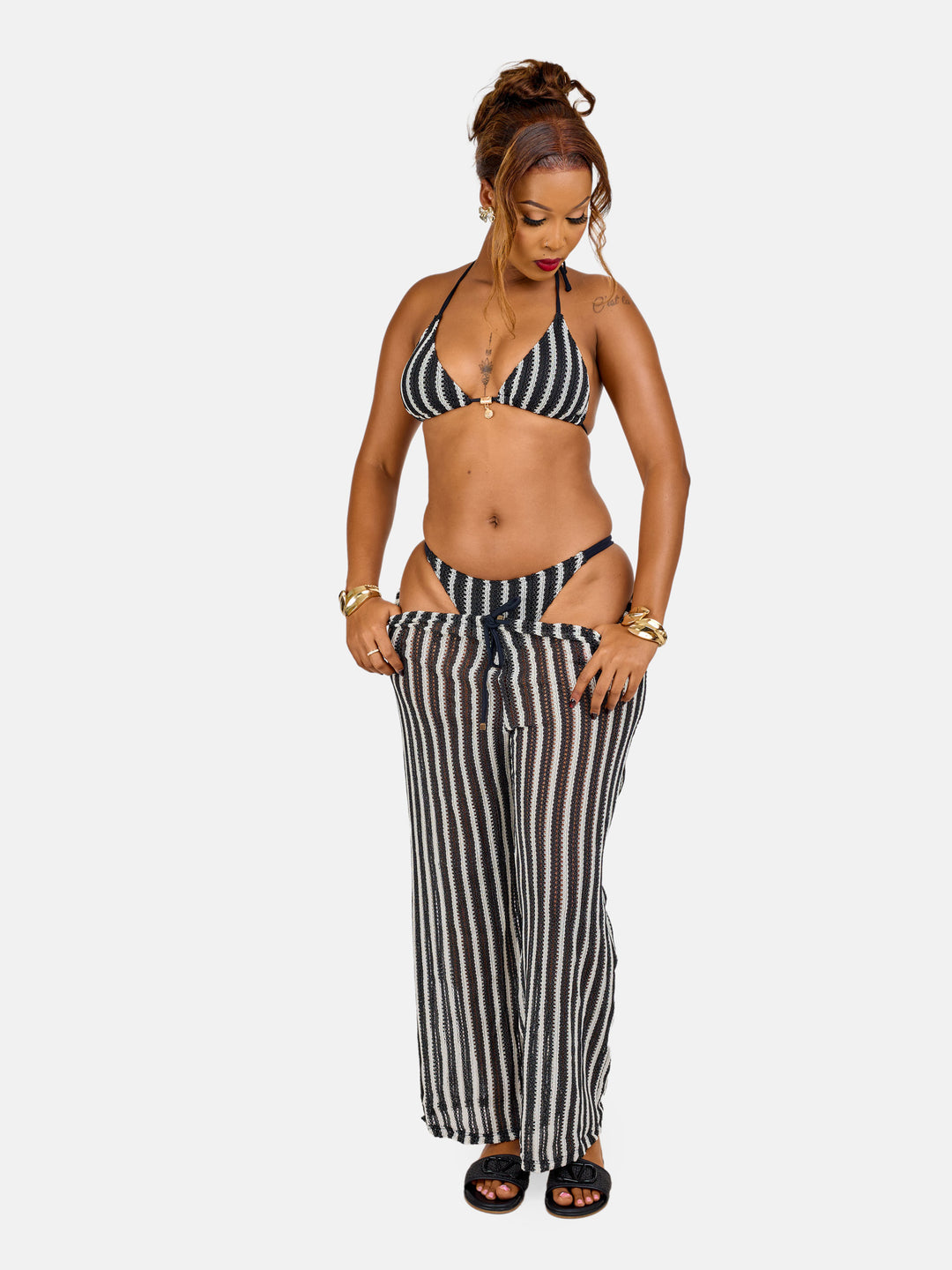 Striped bikini set
