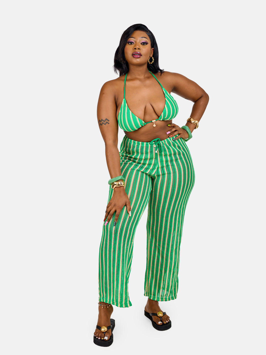 Striped bikini set
