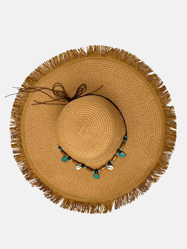 Unfinished beach hat with beads